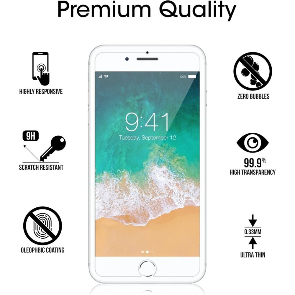 Glass Screen Protector for iPhone 8 Plus 7 Plus 6S Plus 6 Plus 2 Pack Tempered - Picture 5 of 6